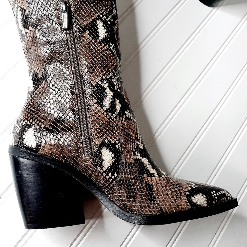 NEW Vince Camuto Gravana Snake Print Leather Boot - Picture 10 of 11